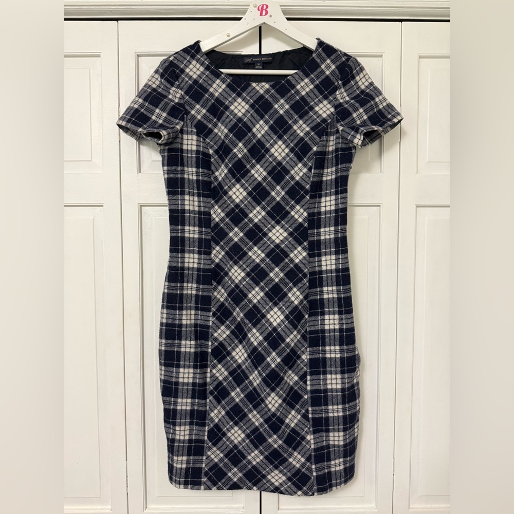 Brooks Brothers Checkered Navy and Cream Dress